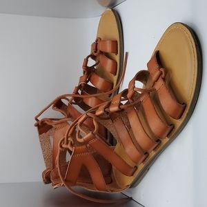 American Eagle womens brown open toe gladiator high ankle sandals size 9.5